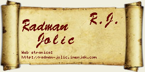 Radman Jolić vizit kartica